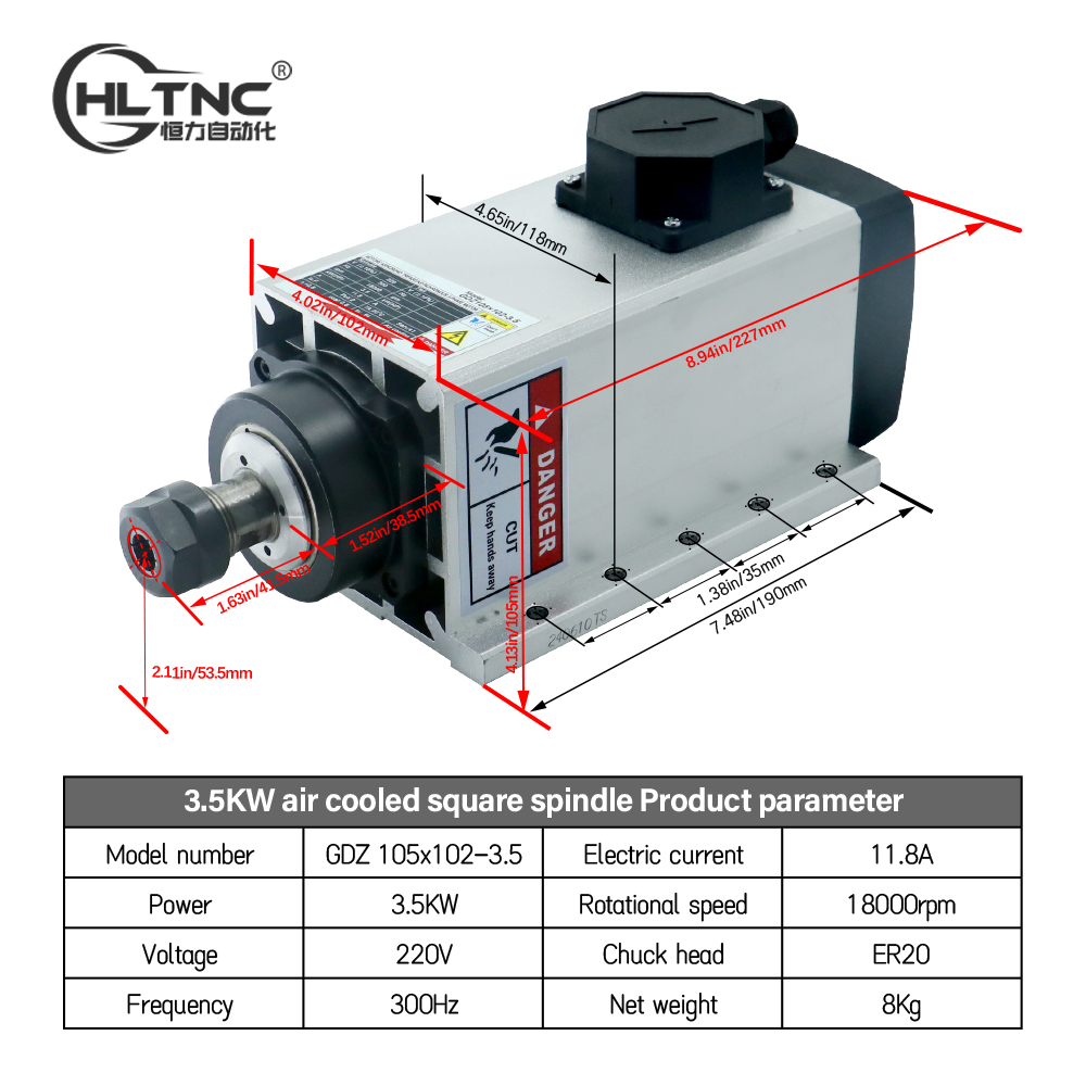 3,5 кВт ER20, 220 В, квадратны – обзор и цена Cnc Spindle Motor